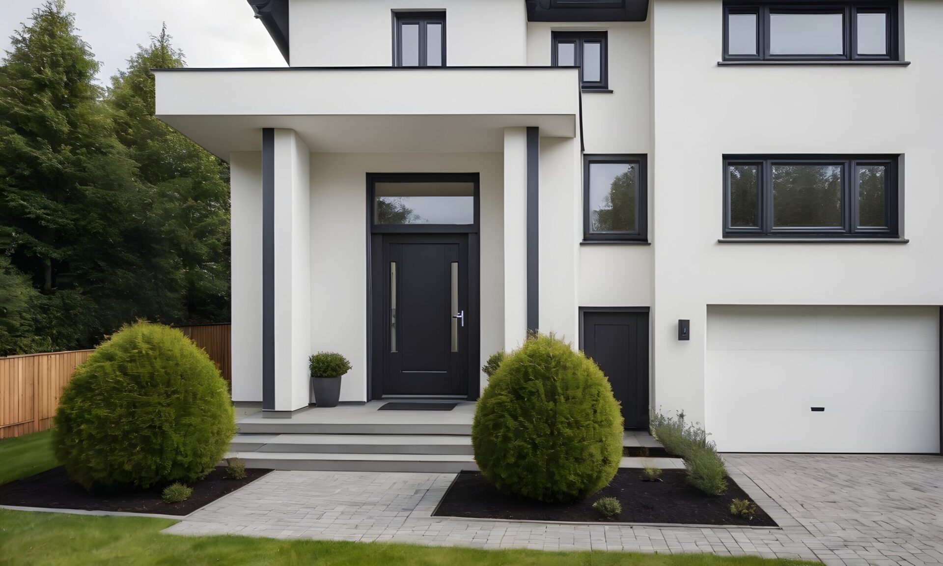 Modern,House,Facade,With,Garage,Door